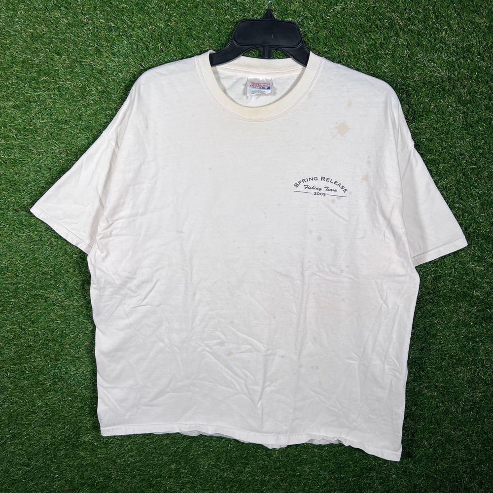 Hanes Beefy T Spring Release Fishing Team 2003 Graphic T Shirt Adult XL